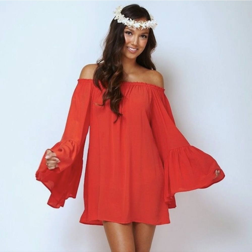 Indah Kamani Ruffle Sleeve Mini Dress Medium
